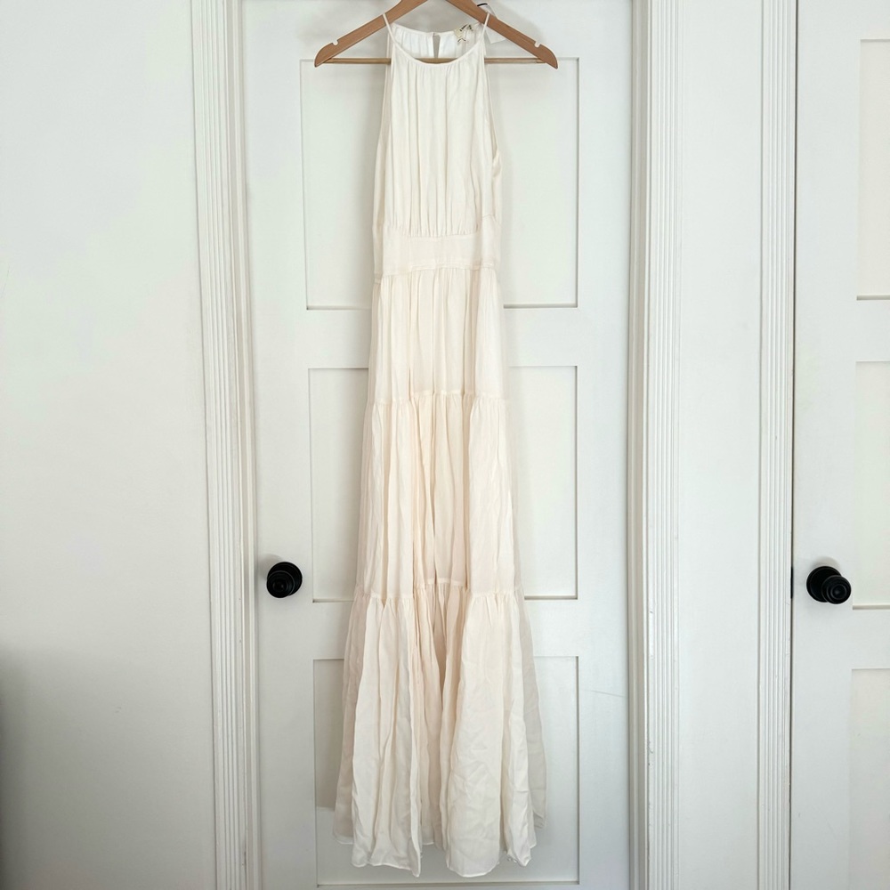 L’Agence Off-White Silk Tiered Dress NWT